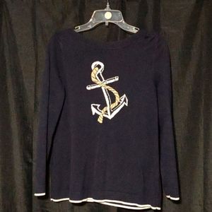 Navy charter club anchor sweater 3/4 sleeves M